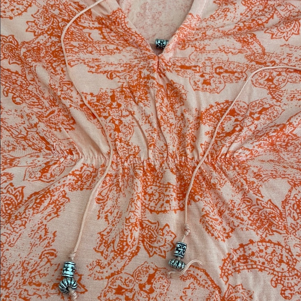 Calvin Klein Orange Fitted Blouse with V-Neckline - Picture 5 of 5